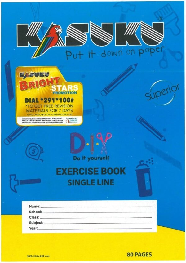 Exercise Book A4 Single Ruled 80pgs Kasuku