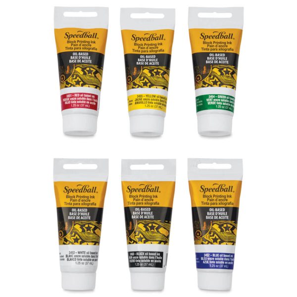 Assorted Colours Block Printing Ink Oil Based 37ml