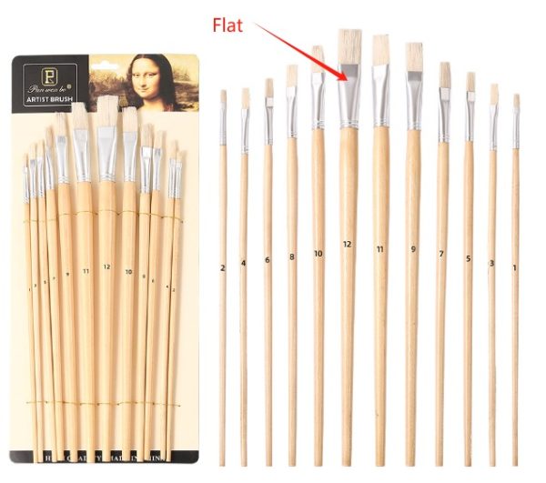 Sisal Flat Paint Brush Set of 12pcs No 1to12