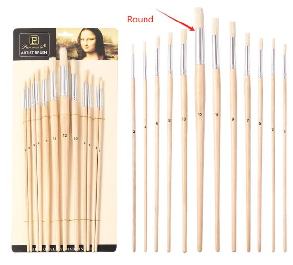 Round Paint Brush Set of 12pcs No 1to12