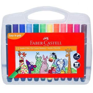 Faber Castell Jumbo Fibre Tip Colour Markers 12s