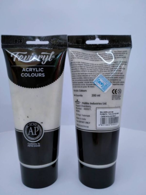 Fevicryl Acrylic Colour Silver 200ml per piece