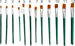 Flat Paint Brush Set of 12pcs No 1to12